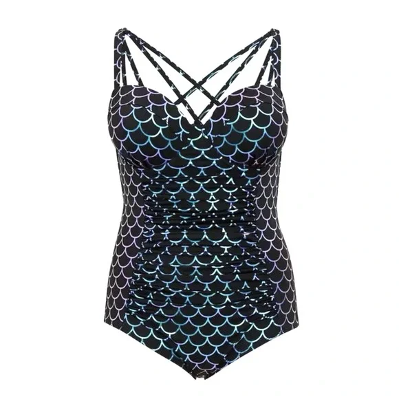 TORRID WOMENS 3-DD/F NWT Slim Fix Underwire Strappy Back One Piece Swimsuit HALO - Picture 6 of 15